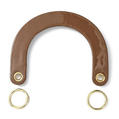 PU Leather Bag Handles, with Alloy Spring Gate Rings, for Bag Replacement Accessories, Arch