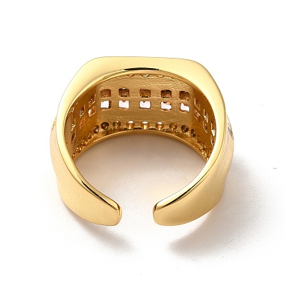 Открытое кольцо-манжета с многорядным кубическим цирконием, широкое женское кольцо из настоящей позолоченной латуни с покрытием 18k