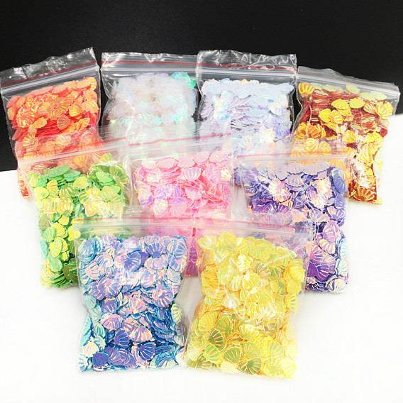 Shell PVC Nail Art Glitter Sequins, Manicure Decorations, UV Resin Filler, for Epoxy Resin Slime Jewelry Making
