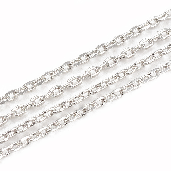 Cadenas de cable de latón, cadenas de corte de diamante, soldada, facetados, con carrete, oval