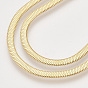 Brass Herringbone Chains Necklace Making, with Lobster Claw Clasps, Nickel Free, Real 18K Gold Plated