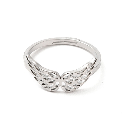 304 регулируемое кольцо с полыми крыльями из нержавеющей стали для женщин