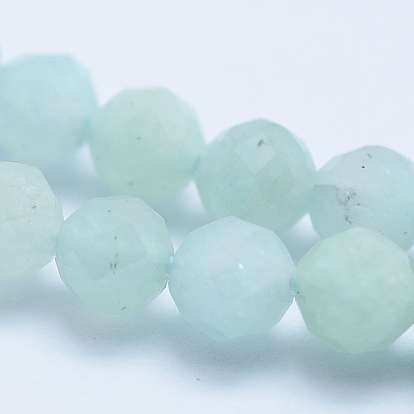 Natural Amazonite Beads Strands, Faceted, Round, Grade AA