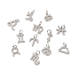 Micro cuivres ouvrent charmes de zircons, 12 charme des constellations, avec anneau de saut, platine