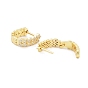 Clear Cubic Zirconia Leaf Hoop Earring, Brass Jewelry for Women