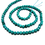 Brins de perles rondes en magnésite naturelle, teint, turquoise, facette