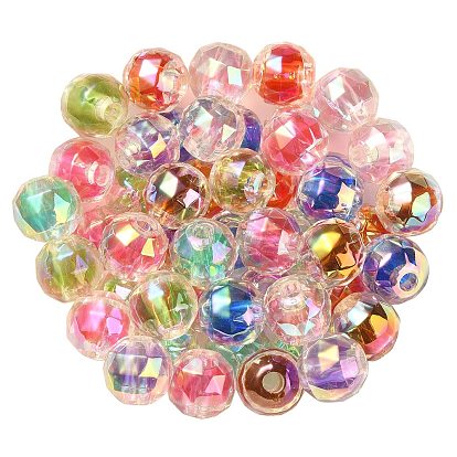 Placage uv perles européennes acryliques transparentes, Perles avec un grand trou   , ronde
