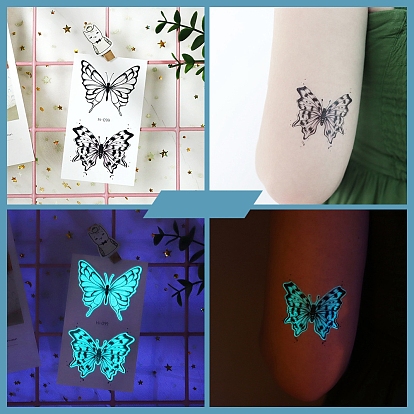 Светящиеся наклейки для боди-арта с татуировками, съемные временные татуировки бумажные наклейки, светится в темноте