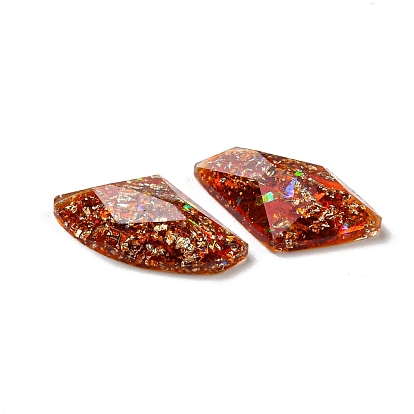Transparent Epoxy Resin Cabochons, with Gold Foils, Faceted Triangle
