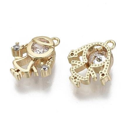 Brass Micro Pave Cubic Zirconia Charms, Nickel Free, Girl, Clear