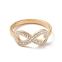 Crystal Rhinestone Infinity Finger Ring, 304 Stainless Steel Jewelry for Women