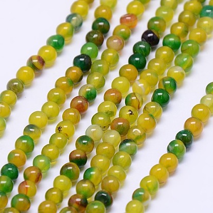 Perles rondes en agate naturelle brin, teint, 6mm, Trou: 1mm, Environ 62 pcs/chapelet, 14.96 pouce
