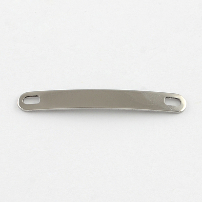 Enlaces / conectores de etiqueta en blanco de acero inoxidable rectángulo curvo 201, 49x6.3x1 mm, agujero: 2.5x4.5 mm