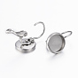 Ion Plating(IP) 304 Stainless Steel Leverback Earring Findings, Flat Round
