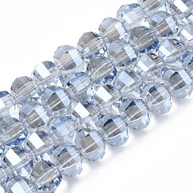 Plaquent verre transparent perles brins, ronde