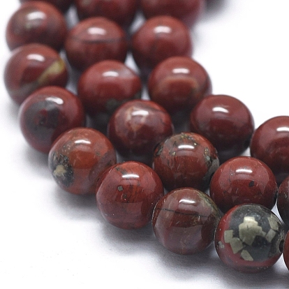 Perles de jaspe arc-en-ciel rouge naturel, ronde