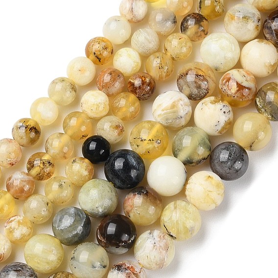 Jaunes naturelles perles d'opale brins, Grade b, ronde