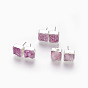 Natural Dyed Druzy Quartz Stud Earrings, with 304 Stainless Steel Findings, Square, Silver
