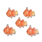 Opaque Resin Pendants, with Platinum Tone Iron Loops, Frosted, Fish
