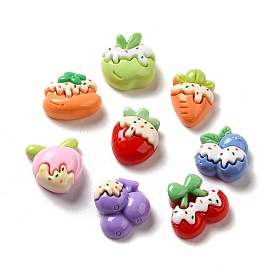 Opaque Resin Decoden Cabochons, Mini Fruit Ice Cream, Mixed Shapes