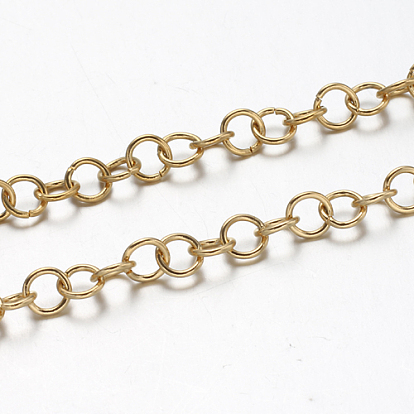 Revestimiento iónico (ip) 304 cadenas rolo de acero inoxidable, cadena belcher, sin soldar, 5x0.8 mm