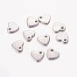 304 Stainless Steel Stamping Blank Tag Pendants, Heart Charms, 10x9x1.5mm, Hole: 2mm