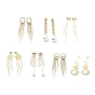 Серьги-гвоздики с кристаллами и стразами и искусственным жемчугом, латунные длинные серьги с кисточками и 925 булавками из стерлингового серебра для женщин, золотой свет