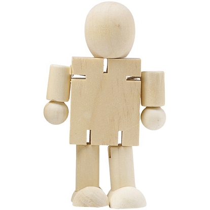 Unfinished Wood Peg Doll, Mechanical Robot Figurine, for Children Painting Craft