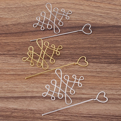 Iron Hair Sticks, Heart & Chinese Knot