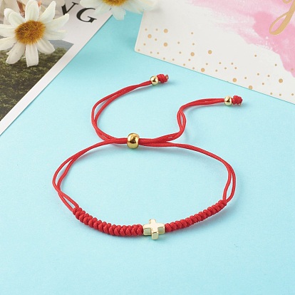 Perles de laiton croisées bracelets de cordon de fil de nylon réglables
