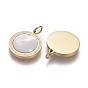 Natural Shell Pendants, with Golden Plated 316 Surgical Stainless Steel Findings and Jump Rings, Flat Round