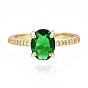 Овальное открытое кольцо-манжета зеленого кубического циркония для женщин, без никеля 