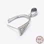 925 Sterling Silver Micro Pave Cubic Zirconia Pendant Bails, Ice Pick & Pinch Bails, Triangle