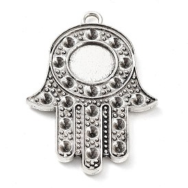 Alloy Pendant Cabochon Settings, Hamsa Hand