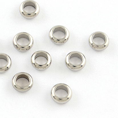 201 perles d'espacement en acier inoxydable, 5x2mm, Trou: 3mm