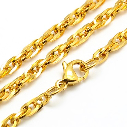 Fashionable 304 Stainless Steel Rope Chain Necklace Making, with Lobster Claw Clasps, 22 inch ~24 inch (558~609mm)x3mm