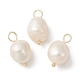 3Pcs 3 Colors Natural Freshwater Pearl Pendants, Potato Charms with Golden Plated Brass Loops