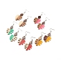 Resin & Walnut Wood Monstera Leaf Dangle Earrings, 316 Surgical Stainless Steel Big Drop Earrings for Women