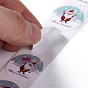 8 patrones rollo de pegatinas de papel autoadhesivo de punto redondo de santa claus, calcomanías navideñas para fiestas, regalos decorativos