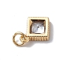 Brass Cubic Zirconia Pendants, Cadmium Free & Lead Free, Real 18K Gold Plated, Long-Lasting Plated, with Jump Ring, Rhombus Charm