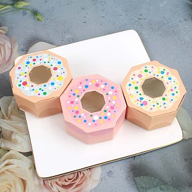 Шестиугольная коробка для хранения бумажных конфет в виде пончиков с видимым окошком, для конфет подарочные пакеты рождественская вечеринка свадебные сувениры сумки
