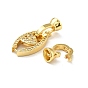 Rack Plating Brass Micro Pave Clear Cubic Zirconia Fold Over Clasps, Cadmium Free & Lead Free, Long-Lasting Plated, Heart