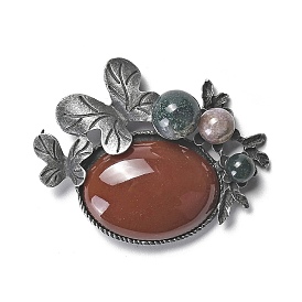 Resin Imitation Agate Oval Brooches, Butterfly Zinc Alloy Pins for Women, Gunmetal
