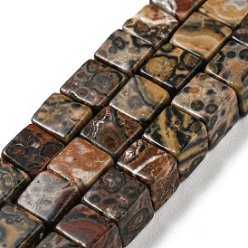 Natural Leopard Skin Jasper Beads Strands, Cube