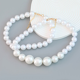 Fashionable Pearl Necklace Set - European and American Style, Hip-hop Accessories, 2 Pieces