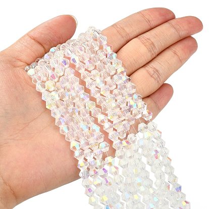 Glass Beads Strands, Faceted(32 Facets) Round, AB Color Plated