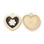 Alloy Enamel Pendants, with ABS Plastic Imitation Pearl Bead, Cadmium Free & Nickel Free & Lead Free, Golden, Heart with Flower Charm