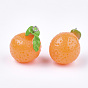  Pendentifs de résine, avec les accessoires en fer de tonalité de platine, nourriture imitation, orange