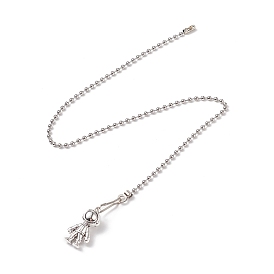 Alloy Ceiling Fan Pull Chain Extenders, Spaceman Shape Pendant Decoration, with Brass Ball Chains