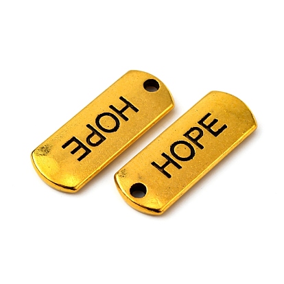 Tibetan Style Alloy Rectangle Pendants, Inspirational Message Pendants, with Word Hope, Cadmium Free & Lead Free, 8x21x2mm, Hole: 2mm, about 545pcs/1000g